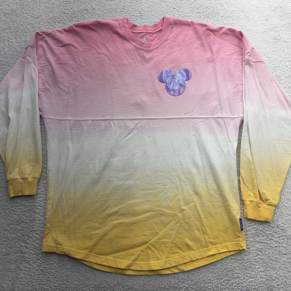 Disney Spirit Jersey Minnie Mouse Bonjour Epcot France Ombre Pink Yellow Small